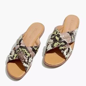Madewell Skyler Slide Sandal in Snake Embossed Leather